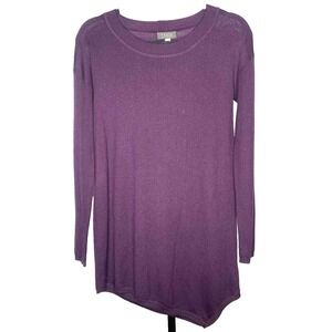 Forte 100% cashmere size XS asymmetrical‎ hem tunic purple pullover wool silk